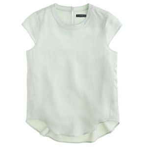 J Crew Mint Oxford Crepe Cap-Sleeve Blouse
